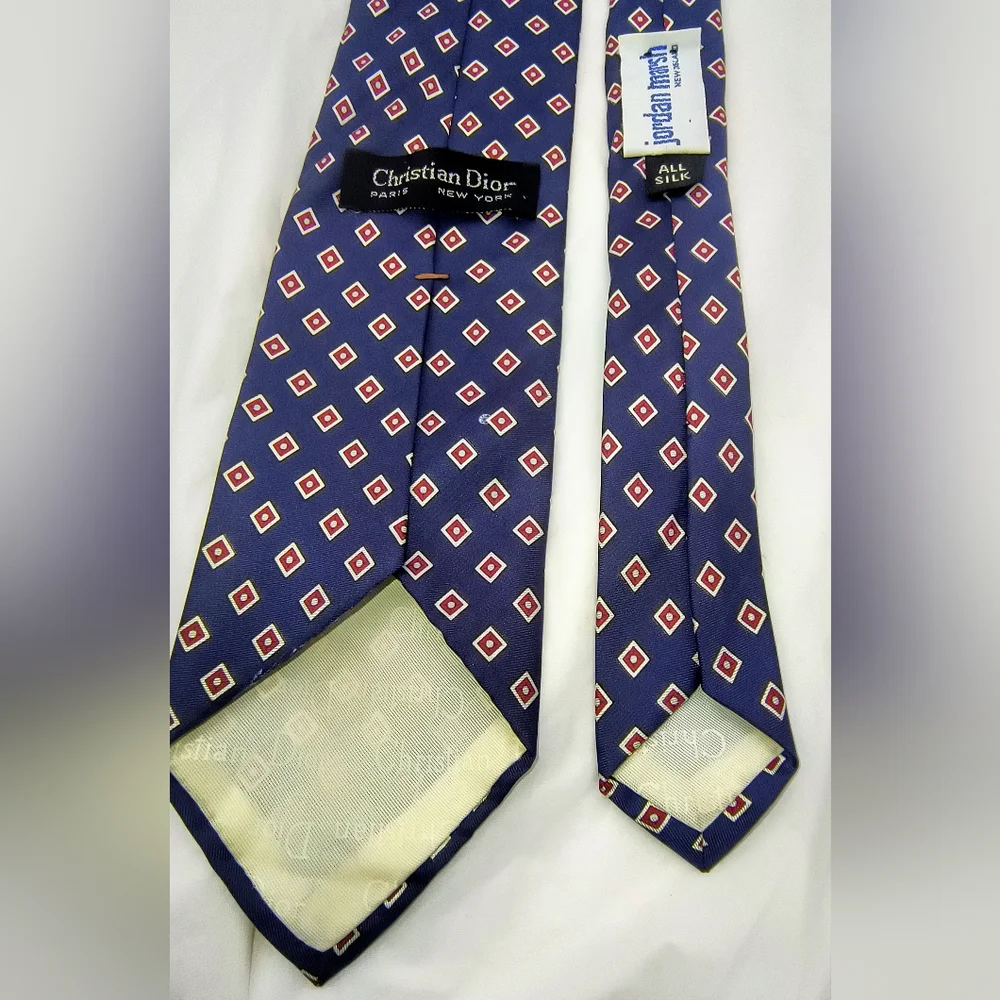 Christian‎ Dior Elegant Blue Geometric Patterned Tie